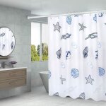 Jring rideau de douche 180 x 180 cm imperm�able anti - moisissure en polyester motif �toile de mer 12 ...