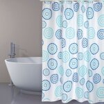 Rideau de douche polyester dots 180x200cm qualit premium bleu - anneaux inclus msv