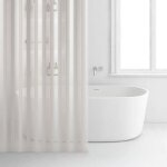 Rideau de douche - rayen - 180x200cm - en pva - ray� blanc et beige