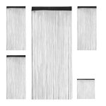 Rideau fils lot de 4 rideau de porte ou fentre 90x245 cm rideau spaghetti pour tringle peut tre raccourci ...