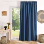 Rideau � galon fronceur occultant ignifug� m1 non feu bleu encre 240x260 cm
