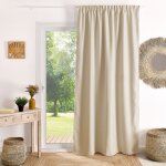 Rideau � galon fronceur occultant ignifug� m1 non feu ecru 240x260 cm