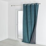 Rideau isolant et occultant en velours doubl� polaire bleu paon 135x280 cm