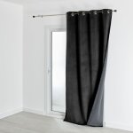 Rideau isolant et occultant en velours doubl� polaire noir 135x280 cm