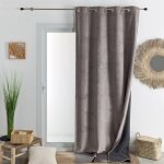 Rideau isolant et occultant en velours doubl� polaire taupe 135x280 cm