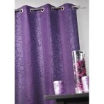 Rideau en jacquard � imprim�s et � rayures verticales prune 140x240 cm