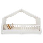 Rideau de lit lian en mousseline 100% coton 125 x 390 cm pour lits cabanes enfants tissu l�ger et doux ...