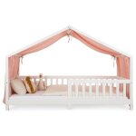 Rideau de lit lian en mousseline 100% coton 125 x 390 cm pour lits cabanes enfants tissu l�ger et doux ...