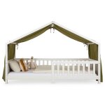 Rideau de lit lian en mousseline 100% coton 125 x 390 cm pour lits cabanes enfants tissu l�ger et doux ...