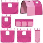 Rideaux pour lit mezzanine - vidaxl - tunnel inclus - poches de rangement - polyester rose