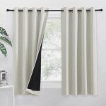Rideaux occultant - rideau court occultant � 100% de rideaux thermique et draperies � oeilletsbeige clair140 ...