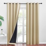 Rideaux occultant - rideau court occultant � 100% de rideaux thermique et draperies � oeilletsjaune beige140 ...