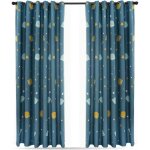 Rideaux occultants - plante bleue - 2 pices - polyester - dessin anim - enfant