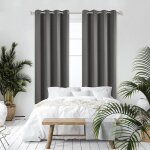 Rideaux occultants isolants 132x241 cm (largeur x hauteur) design moderne � oeillets gris fonc� 2 pi�ces ...