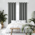 Rideaux occultants isolant thermique 132x241 cm (largeur x hauteur) design moderne � oeillets gris clair ...