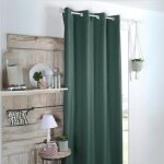 Rideau occultant uni tram� vert sapin 140x180 cm