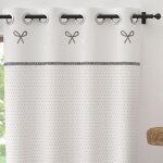 Rideau  oeillets brod en coton 135x250 cm emilie blanc par soleil docre