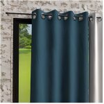 Rideau � oeillets en microfibre lav�e 135x250 cm boheme bleu canard par soleil docre