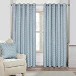 Rideaux � oeillets occultants jacquard � motifs g�om�triques bleu clair - 167 x 137 cm