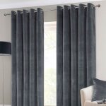 Rideaux � oeillets thermique en velours �pais doubl� gris fonc� - 228 x 182 cm