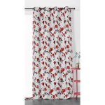 Rideau tamisant et imprim� magnolia bordeaux 135x250 cm