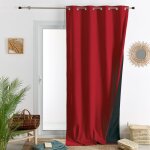 Rideau thermique semi occultant doublure polaire rouge 140x260 cm