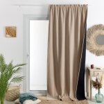 Rideau thermique phonique et semi occultant � galons fronceurs konfor beige 140x260 cm