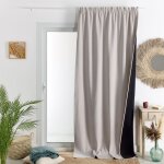 Rideau thermique phonique et semi occultant � galons fronceurs konfor naturel 140x260 cm
