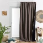 Rideau thermique phonique et semi occultant � galons fronceurs konfor taupe 140x260 cm