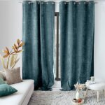 Rideau thermique en velours doubl� polaire bleu canard 140x260 cm