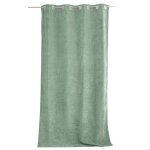 Rideau thermique velours doubl� polaire c�ladon 140x260 cm - occultant ?illets argent�s