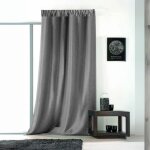 Rideau uni avec galon fronceur gris clair 145x240 cm