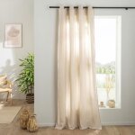 Rideau uni en gaze de coton oeillets � lunit� 140x260cm beige
