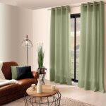 Rideau uni � oeillets vert olive 140x240 cm