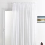 Rideau voilage poly - lin bas plomb� blanc 180x240 cm