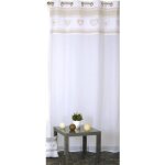 Rideau voilage - coeur - lin beige - 140 x 240 cm - ?illets - style romantique