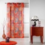 Rideau voilage - paris prix - fantasia - 140x280cm - orange - 8 oeillets - rectangulaire