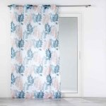 Rideau voilage � ?illets belline 140x280cm blanc & bleu
