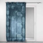 Rideau voilage � ?illets esquisse 140x240cm bleu