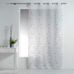 Rideau voilage � ?illets petite fleur 140x240cm blanc & gris