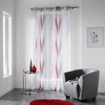 Rideau voilage imprimé ondulys - paris prix - 140x240cm - rouge - polyester - ?illets Rideau voilage imprimé ondulys - paris prix - 140x240cm - rouge - polyester - ?illets