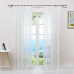 Rideau voilage int�rieur transparent motif de vrille - hongya - blanc - l - h 140 x 145 cm - passe - ...
