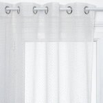 Rideau voilage  oeillets effet 3d croix - atmosphera crateur dintrieur - blanc - l. 140 x h. 240 cm ...