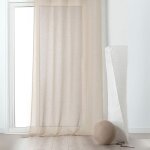 Rideau voilage tamisant en poly - lin ecru 145x240 cm