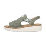 Rieker sandales compens�es femme vertes ? bride �lastique talon 40 mm confort