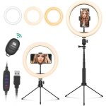 Ring light avec trépied réglable 10? anneau lumineux avec télécommande et support de téléphone pour Ring light avec trépied réglable 10? anneau lumineux avec télécommande et support de téléphone pour