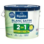 Ripolin peinture blanche pour murs et plafonds - sous - couche int�gr�e - blanc satin - 10 l