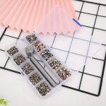 Rivet � clous en strass - omabeta - 250 pi�ces - m�tal - 5 couleurs - outils inclus