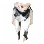 Rlbsl - echarpe triangulaire  carreaux femme chale chaud doux automne hiver - coloris : rose pale beige ...