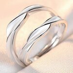 Bague de fianailles rmega - anneau de couple en plaqu or blanc - taille ajustable - coffret cadeau ...